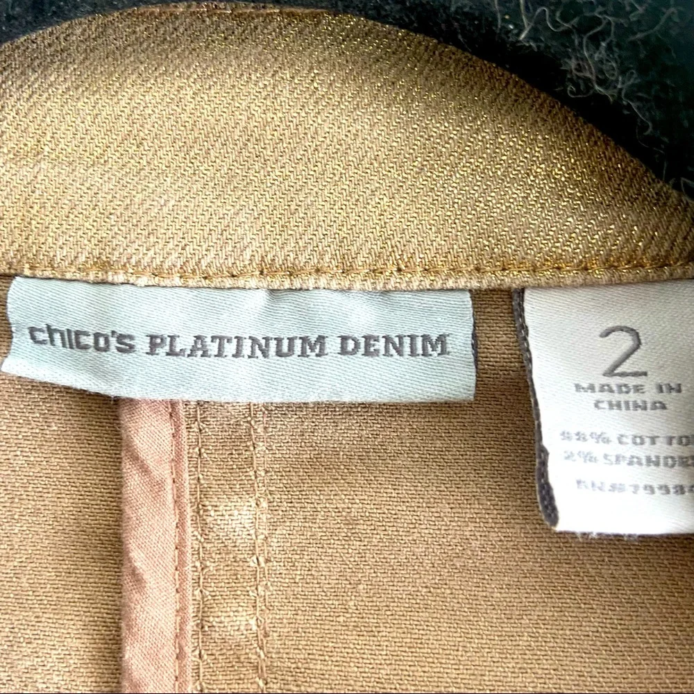 Chico’s Platinum Denim Jacket in Gold Size L - Picture 4 of 7